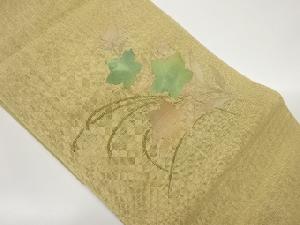 紗紬紙布桔梗模様織出し名古屋帯